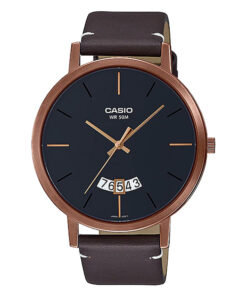 Casio MTP-B100RL-1E brown case black analog dial mens wrist watch