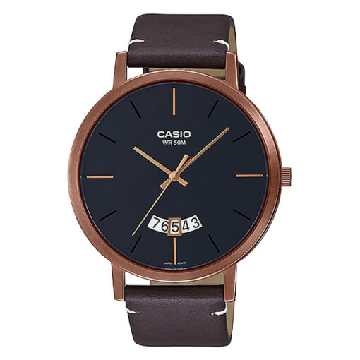 Casio MTP-B100RL-1E brown case black analog dial mens wrist watch