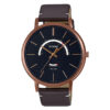 Casio-MTP-B105RL-1A brown leather strap brown case black dial mens wrist watch