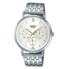 Casio MTP-B300D-7A silver stainless steel white multi hand dial mens wrist watch