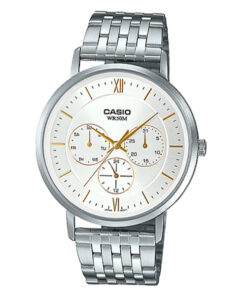Casio MTP-B300D-7A silver stainless steel white multi hand dial mens wrist watch