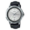 Casio MTP-E119L-7A black leather band white simple analog dial mens wrist watch