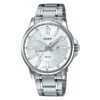 Casio MTP-E137D-7A silver stainless steel white analog dial mens wrist watch