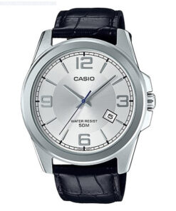 Casio MTP-E138L-7A Black leather white numeric analog dial mens wrist watch