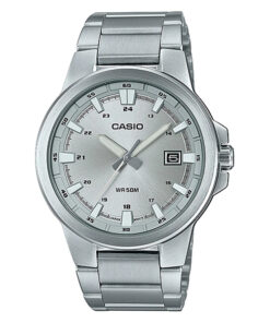 Casio MTP-E173D-7A silver stainless steel grey analog dial mens wrist watch