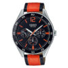 Casio MTP-E310-1A2 two tone leather strap black multi hand dial mens wrist watch