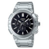 Casio MTP-E500D-1A silver stainless steel black chronograph dial mens wrist watch