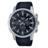 Casio MTP-E505-1A black resin band black chronograph dial mens wrist watch