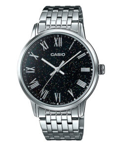 Casio MTP-TW100D-1A silver stainless steel black stylish roman dial mens wrist watch