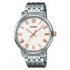Casio MTP-TW100D-7A silver stainless steel white stylish roman dial mens wrist watch