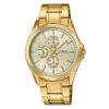 Casio MTP-V302G-9A full golden stainless steel chain golden multi hand dial mens wrist watch