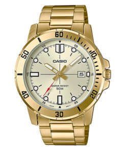 Casio MTP-VD01G-9E golden stainless steel golden simple analog dial mens wrist watch