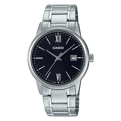 Casio MTP-VOO2D-1B3 silver stainless steel classic black roman dial mens wrist watch