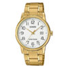 Casio MTP-VOO2G-7B2 golden stainless steel white numeric dial mens analog wrist watch