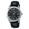 Casio MTP-VS01L-1B1 black leather strap black numeric dial mens solar powered watch