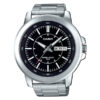 Casio MTP-X100D-1E silver stainless steel black analog dial mens dress watch