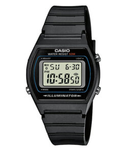 Casio-W-202-1A black resin band unisex digital watch