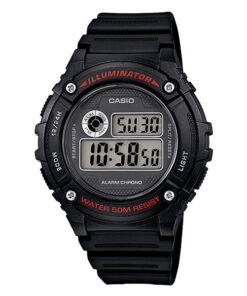 Casio W-216H-1A black resin band youth sports wrist watch