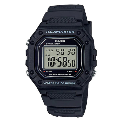 Casio W-218H-1A black resin band digital sports unisex wrist watch