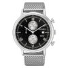 Citizen AN-3610-80E silver mesh strap mens black chronograph sports wrist watch