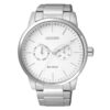 Citizen AO9040-52A silver stainless steel white multi hand dial mens eco drive wrist watch