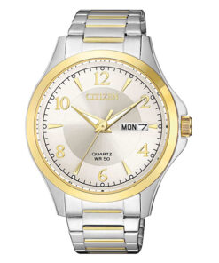 Citizen BF-2005-54A two tone stainless steel simple white dial mens analog wrist watch