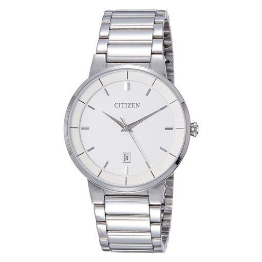 Citizen BI-5010-59A silver stainless steel white dial mens analog dress watch