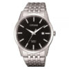 Citizen BI5000-87E silver stainless steel mens black analog dial wrist watch