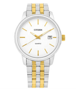 Citizen DZ0054-56A two tone stainless steel simple white analog dial mens wrist watch
