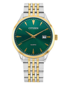 Citizen DZ0064-52X two tone stainless steel green analog dial men's dress watch