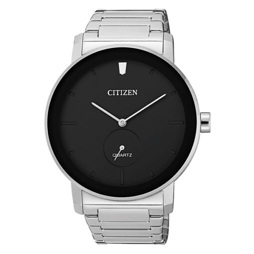 Citizen EQ-9060-53E silver stainless steel simple black dial mens analog wrist watch