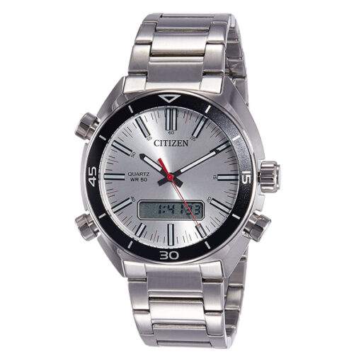 Citizen JM-5460-51A silver stainless steel analog digital dial mens wrist watch