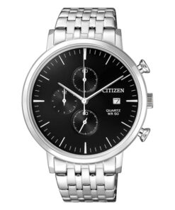 Citizen N3610-55E silver stainless steel black dial men's chronograph sports wrist watch