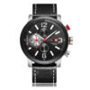 Curren 8281 black leather strap black chronograph dial mens sports wrist watch