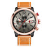 Curren 8281 orange leather strap grey chronograph dial mens dress wrist watch