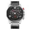 Curren 8287 black leather strap black dial mens chronograph dress wrist watch