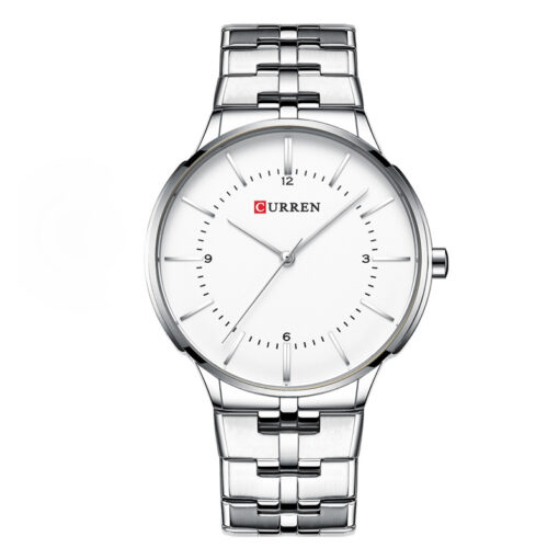 curren 8321 silver stainless steel white analog dial mens wrist watch