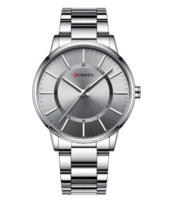 Curren 8385 silver stainless steel mens grey analog dial men's wrist watch