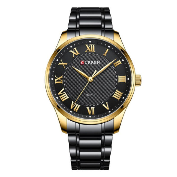 curren 8409 black stainless steel simple roman analog dial mens wrist watch