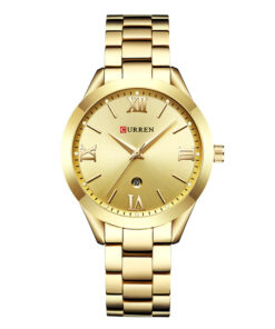 curren 9007 golden stainless chain stylish roman analog dial ladies wrist watch