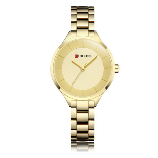 Curren 9015 golden stainless steel chain simple golden analog dial ladies wrist watch