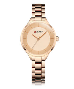 Curren 9015 rose gold stainless steel chain rose gold simple analog dial ladies dress wrist watch