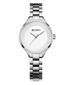 Curren 9015 silver stainless steel chain standard white analog dial ladies quartz wrist watch