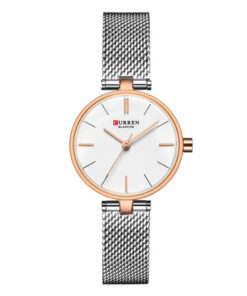curren 9038 silver mesh strap two tone dial ladies analog wrist watch