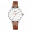 Curren 9046 brown printed leather strap stylish white printed dial ladies wrist watch