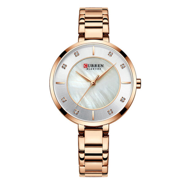 Curren 9051 rose gold stainless steel ladies white analog dial gift watch