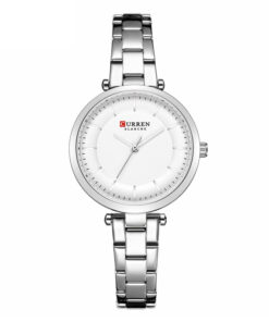 Curren 9054 silver stainless steel white analog dial ladies wrist watch