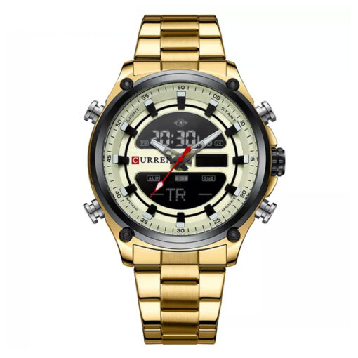 Curren 8404 golden stainless steel analog digital men's gift wrist watch