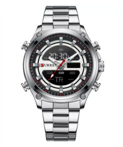 Curren 8404 silver stainless steel analog digital men's dress wrist watch