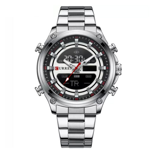 Curren 8404 silver stainless steel analog digital men's dress wrist watch